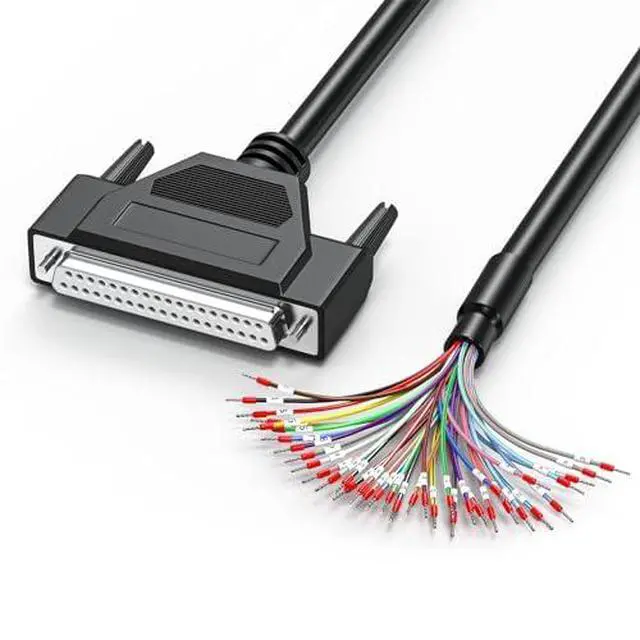 Main image of DB37 Female to Bare Wire with Cable Marker 6.6FT, D-SUB 37-Pin Connector to Single End Cable with Terminals, Multicore 37 Wire All Provided - Black