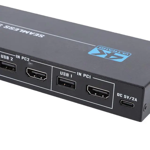 Alt view image 6 of 7 - KVM 8K 60Hz 4 Port USB, HDMI Multimedia Interface KVM Switches for 4 PC Sharing Keyboard Mouse