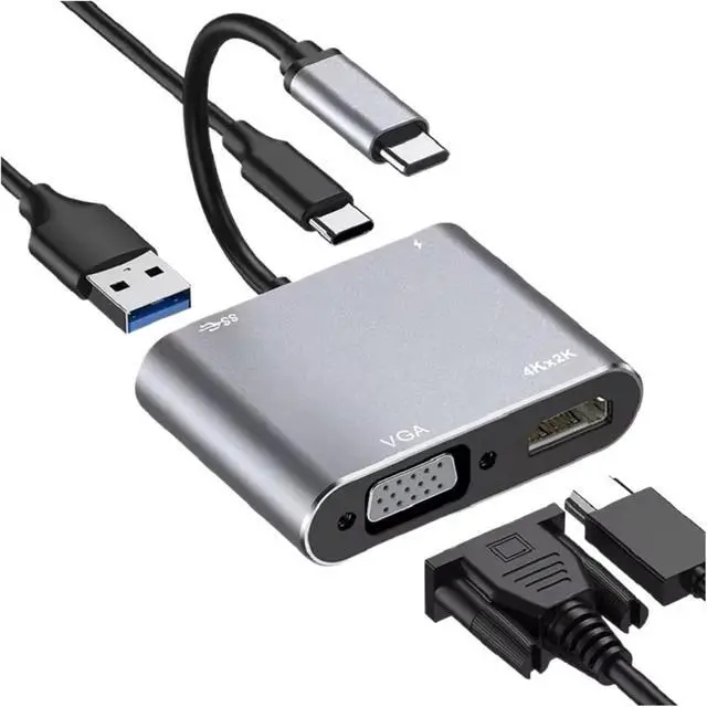 Main image of USB C to HDMI-Compatible V/GA TY>pe Digital AV Multiport Adapter 3 Converter to 4K 1080P Fast for(Gray 4 in 1)