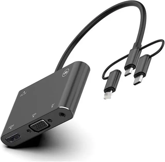 Alt view image 4 of 6 - VGA HDMI-Compatible Adapter USB Type C/Micro to 4K TV Projector Monitor HDTV Conventer Compatible with All Mobile Phone Devices 8Pin