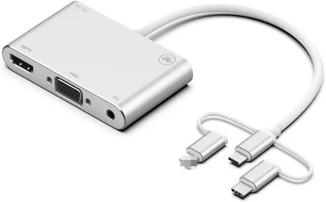 Alt view image 5 of 6 - VGA HDMI-Compatible Adapter USB Type C/Micro to 4K TV Projector Monitor HDTV Conventer Compatible with All Mobile Phone Devices 8Pin