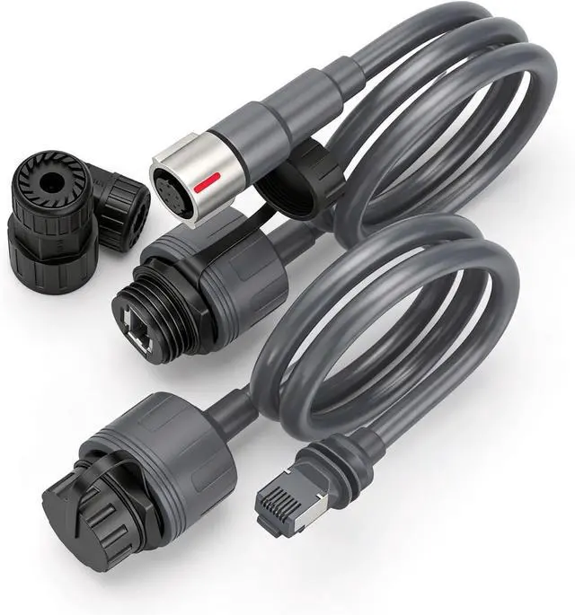 Alt view image 6 of 7 - WALFRONT Ethernet Adapter, SPX Male to RJ45 Female Cable 0., with IP68 Kit for Gen 3 Rectangular Satellite Device