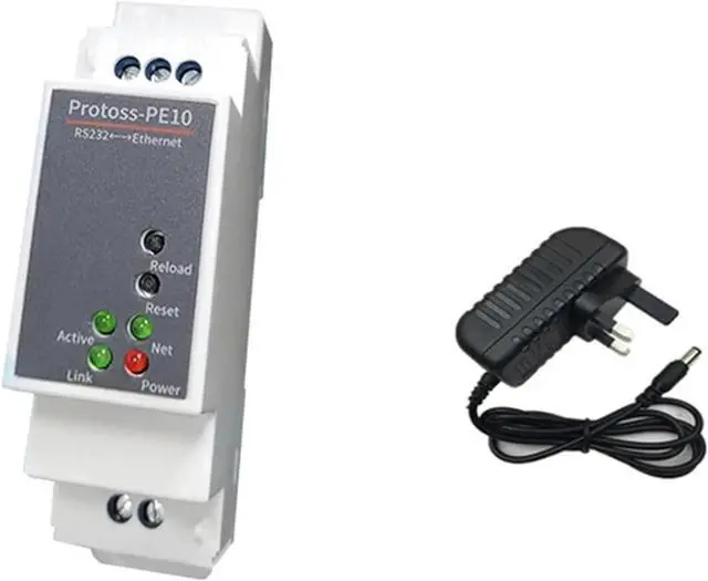 Main image of DIN-Rail Serial Port RS232 to Ethernet Converter Device Server Protoss-PE10 Support Modbus MQTT(PE10-M UK Adapter)