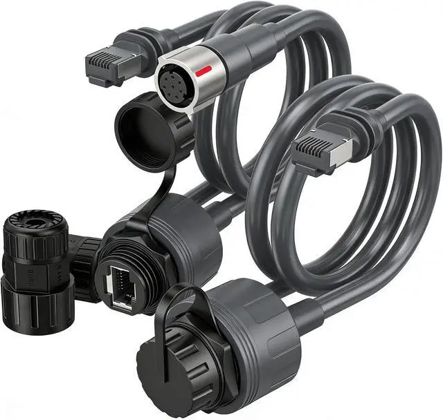 Alt view image 4 of 7 - WALFRONT Ethernet Adapter, SPX Male to RJ45 Female Cable 0., with IP68 Kit for Gen 3 Rectangular Satellite Device
