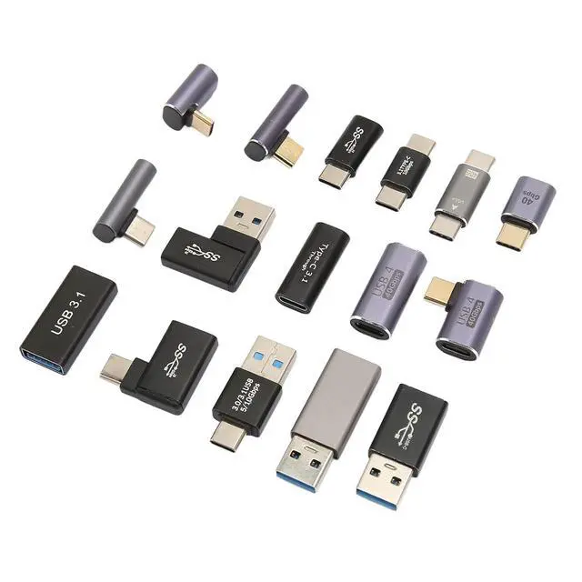 Alt view image 6 of 7 - 16Pcs USB Adapters Kit Aluminium Alloy Multi Angle USB 3.0 3.1 Type C Converters for Phone Computer Peripherals Data Charging
