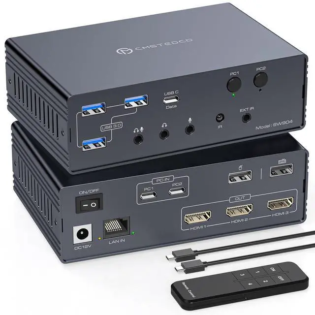 Main image of Thunderbolt 4 KVM Switch Docking Station for 3 Monitors 2 laptops/Macbooks Extended Triple 4K60Hz HDMI Display with Displaylink USB3.0/USB C, M1/M2/M3/M4 Mac/Windows/Chrome etc.with Audio and Ethernet
