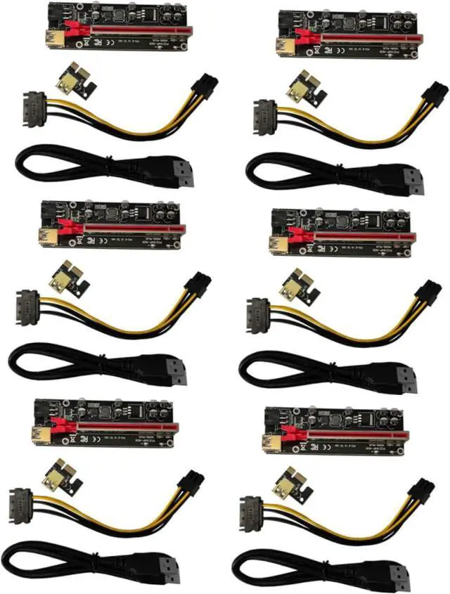 Main image of 6sets Pin Pci-e Riser Card Extension Adapter for Gpu Pci Express Riser Cable Fixed Buckle Graphics Card Support USB to