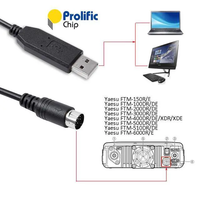 Alt view image 2 of 5 - Yaesu Interface SCU-20/SCU-56 PC Connection Cable PL2303GT USB to Mini Din 10 Pin for Yaesu FTM-100DR/DE FTM-200DR/DE FTM-300DR/DE FTM-400DR/DE FTM-500DR/DE FTM-6000R/E (39.37, Inches)