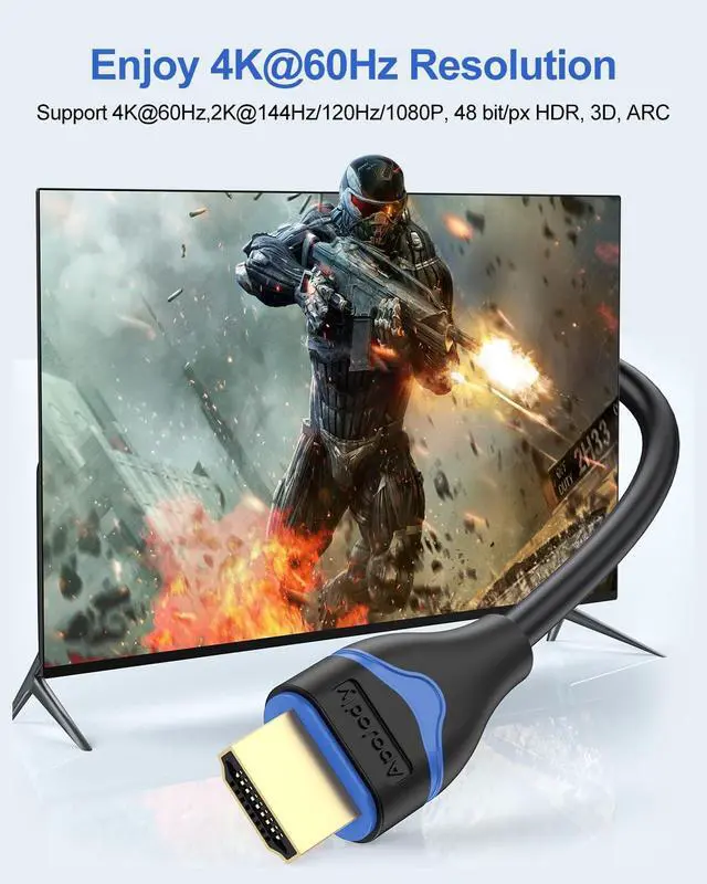 Alt view image 2 of 7 - 4K HDMI Cables 3FT 10-Pack, HDMI to HDMI Cable 3 Foot High Speed HDMI Cord 2.0(4K@60Hz, 2K@144Hz,1080P@120Hz, 18Gbps, HDR, 3D, HDCP 2.2, ARC) for HDTV, Switch, PS4/PS5, Xbox, Blu-ray, Monitor