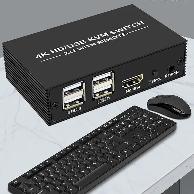 Alt view image 6 of 7 - HDMI KVM Switch, 4 USB 2.0 Ports 1 Monitors 2 Computers 4K@60Hz, HDMI Switcher with 2 USB Cables for Home Theater, Gaming and Entertainment