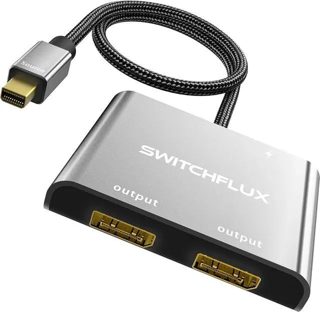 Main image of Mini DisplayPort to Dual DisplayPort MST Hub, Mini DP 1.2 to 2X DP 4K@60Hz Splitter Adapter, Thunderbolt 2 Extended Dual Monitor Support for Windows PC, MacBook, Surface