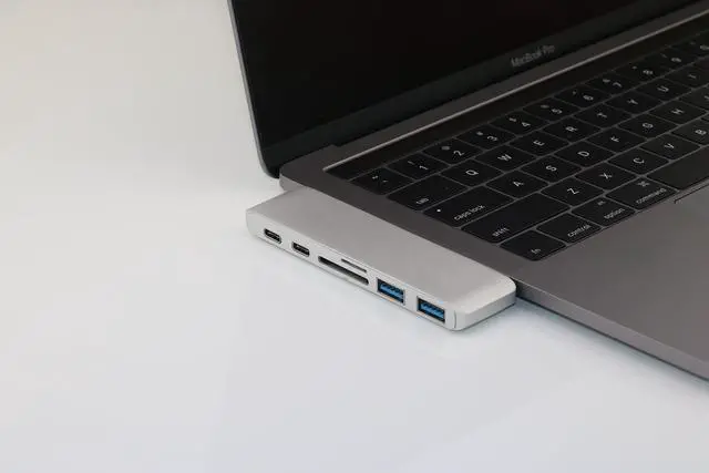 Alt view image 2 of 2 - Aluminum USB C Hub Pass-Through Charging Type-c Hub, SD and Micro SD Card Readers and 2 USB 3.0 for New 13&15 MacBook Pro 2016 and 2017 (Silver)