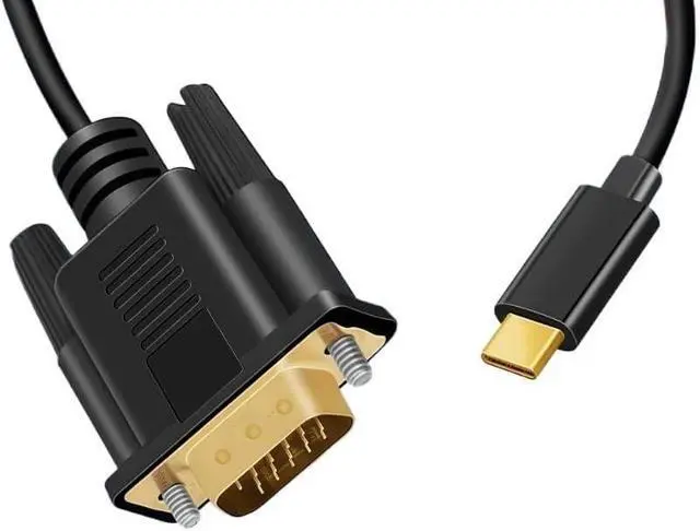 Alt view image 2 of 4 - 1080P USB C to VGA Cable 1.8M Type C 3.1 VGA Converter Adapter Gold-Plated Video M>oni>tor Cable(Type-C to VGA)