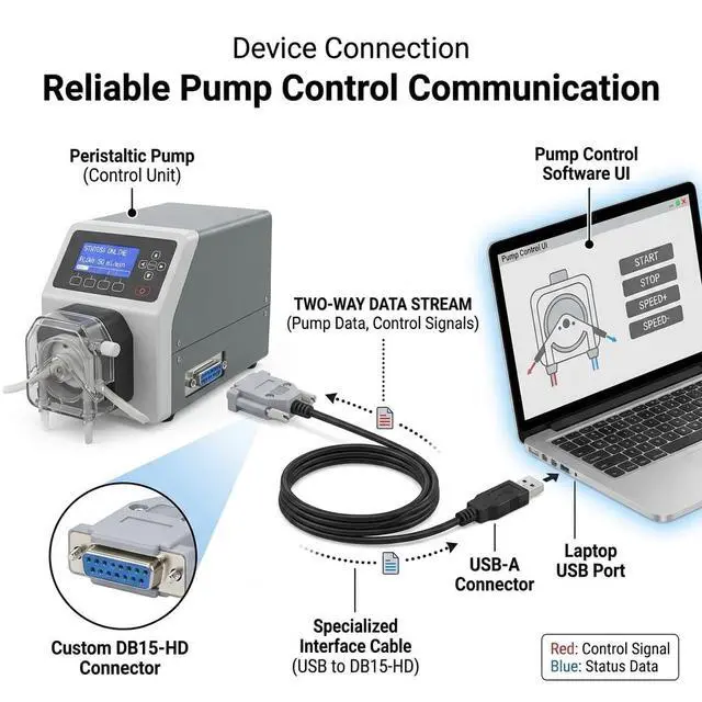 Alt view image 3 of 5 - FT232RL USB to DB15 Female Serial Cable, 1.8M for Baoding Chuangrui Peristaltic Pump RS485 Communication & PC Monitoring