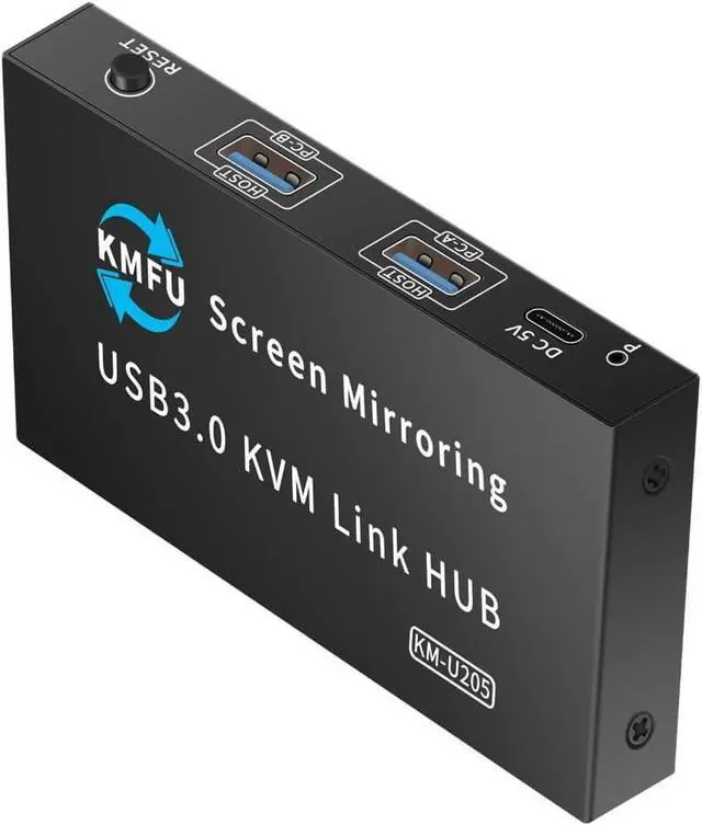 Main image of USB3.0 KVM Switching for 2 Computers Metal Keyboards Mouse Sharing Device with Fast Data