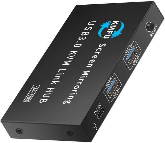 Alt view image 4 of 7 - USB3.0 KVM Switching for 2 Computers Metal Keyboards Mouse Sharing Device with Fast Data