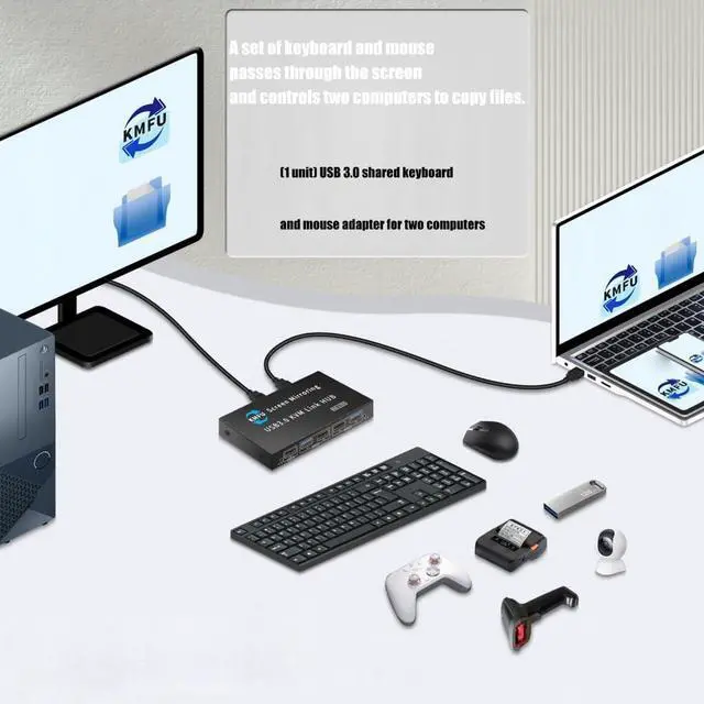 Alt view image 6 of 7 - USB3.0 KVM Switching for 2 Computers Metal Keyboards Mouse Sharing Device with Fast Data