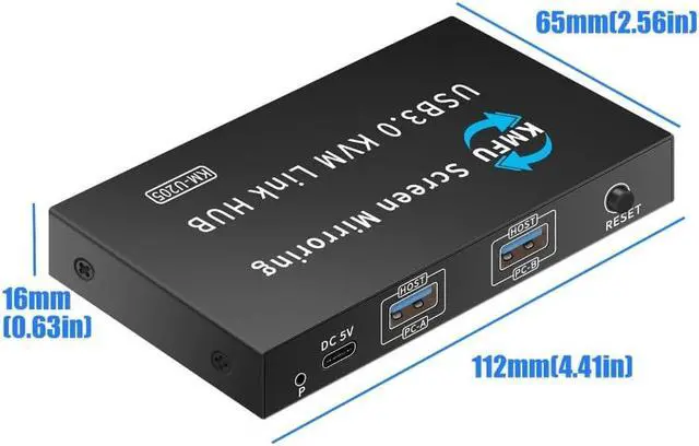 Alt view image 7 of 7 - USB3.0 KVM Switching for 2 Computers Metal Keyboards Mouse Sharing Device with Fast Data