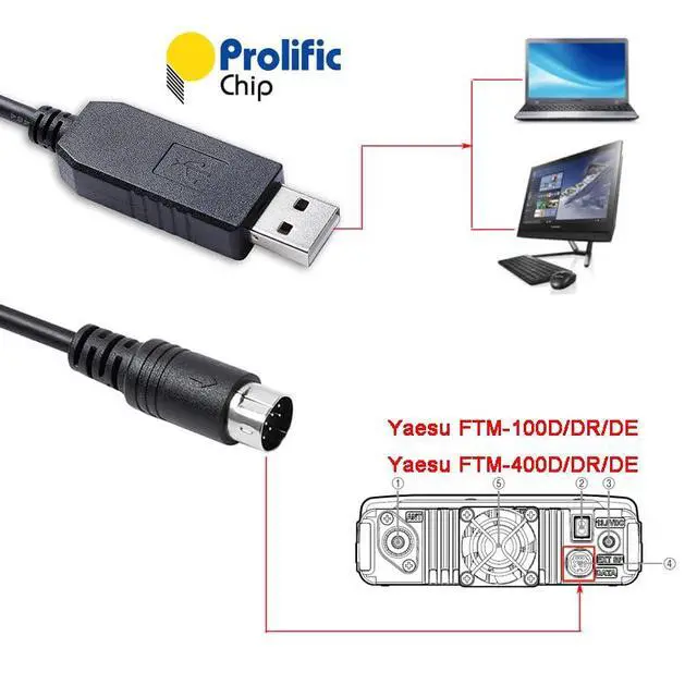 Alt view image 4 of 5 - Wires-X SCU-20 PC Connection Cable Prolific USB to Mini Din 10 Pin Serial Cable for Yaesu FTM-100D/DE/DR FTM-200D FTM-400D/DE/DR FTM-300DR/DE SCU-56 FTM-500D FTM-6000 (1.8M)
