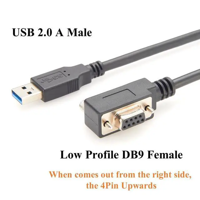 Alt view image 2 of 7 - Right Angle Low Profile DB9 Female to USB 2.0 Serial Adapter Cable with FTDI FT232RNL Chip USB to RS232 COM Port Converter Ultra Thin DB9 for Windows XP/7/8/10/11/Vista Linux (4Pin Up, 1M/3.28FT)