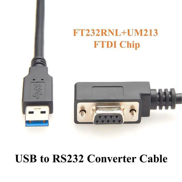 Alt view image 3 of 7 - Right Angle Low Profile DB9 Female to USB 2.0 Serial Adapter Cable with FTDI FT232RNL Chip USB to RS232 COM Port Converter Ultra Thin DB9 for Windows XP/7/8/10/11/Vista Linux (4Pin Up, 1M/3.28FT)