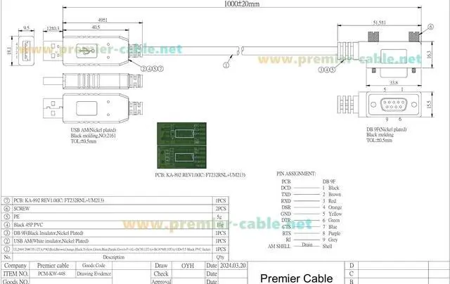 Alt view image 5 of 7 - Right Angle Low Profile DB9 Female to USB 2.0 Serial Adapter Cable with FTDI FT232RNL Chip USB to RS232 COM Port Converter Ultra Thin DB9 for Windows XP/7/8/10/11/Vista Linux (4Pin Up, 1M/3.28FT)