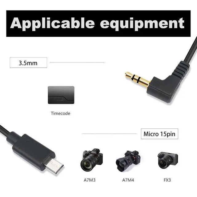 Alt view image 2 of 6 - 2Pack 1FT USB Micro 15pin to Right Angle 3.5mm timecode Cable;Camera timecode Cable for Sony FX3 FX-30 A7M3 A7M4 A7S2 A7S3
