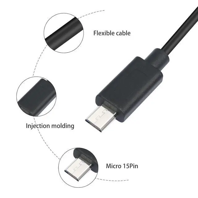 Alt view image 4 of 6 - 2Pack 1FT USB Micro 15pin to Right Angle 3.5mm timecode Cable;Camera timecode Cable for Sony FX3 FX-30 A7M3 A7M4 A7S2 A7S3