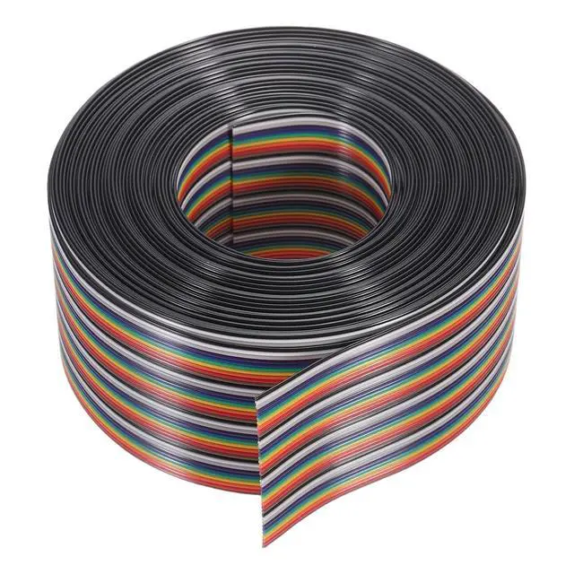 Main image of MECCANIXITY 1 Pcs 40 Pin Flat Rainbow Ribbon Cable 30 Ft 1.27mm Pitch Breadboard Jumper Wires for Electronic Projects