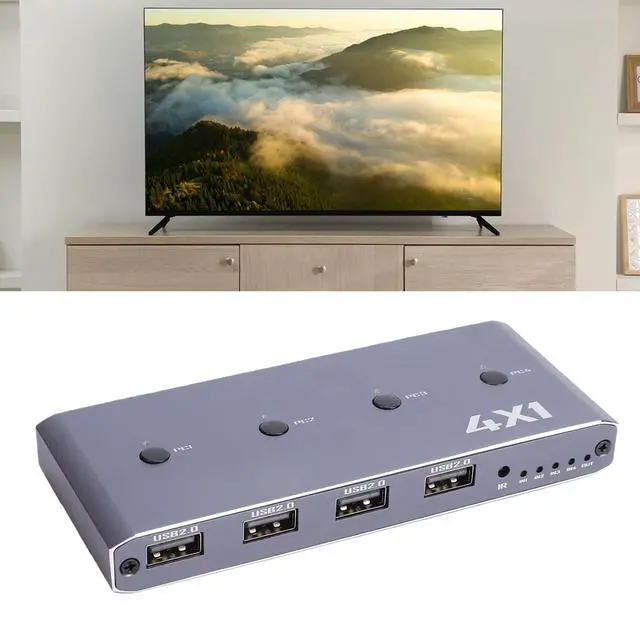 Alt view image 6 of 7 - GOWENIC HDMI KVM 4 Computer, 4 Port HDMI USB for Computer Share a 4K 60Hz Monitor and USB Devices, Plug and Play KVM for Keybord Mouse Printer Hard Drive