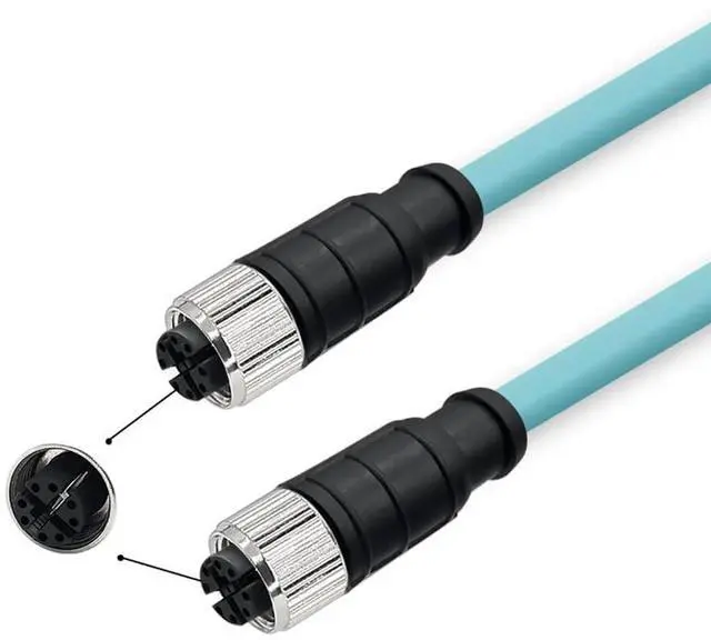 Main image of M12 8 Pin X-Code Female to Female High Flex Cat7 Industrial Ethernet PVC Cable 1M