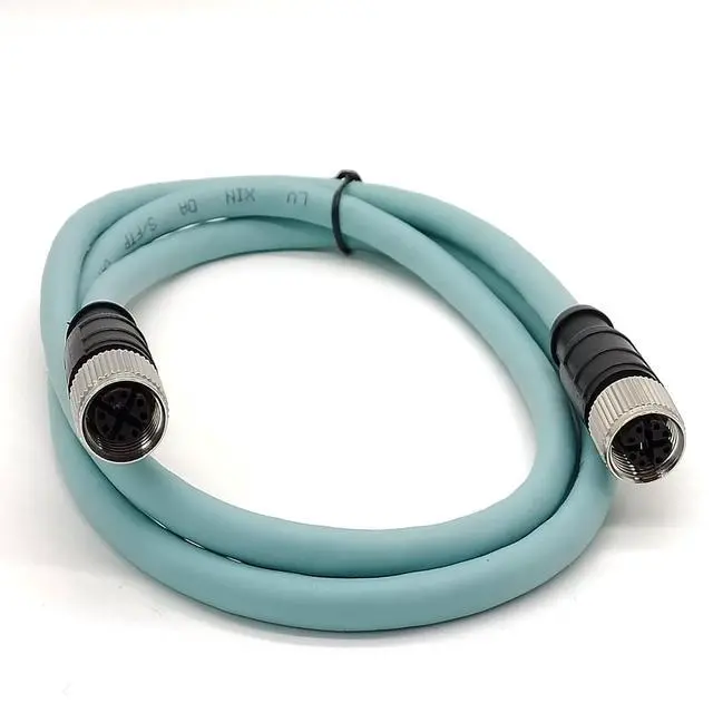 Alt view image 3 of 7 - M12 8 Pin X-Code Female to Female High Flex Cat7 Industrial Ethernet PVC Cable 1M