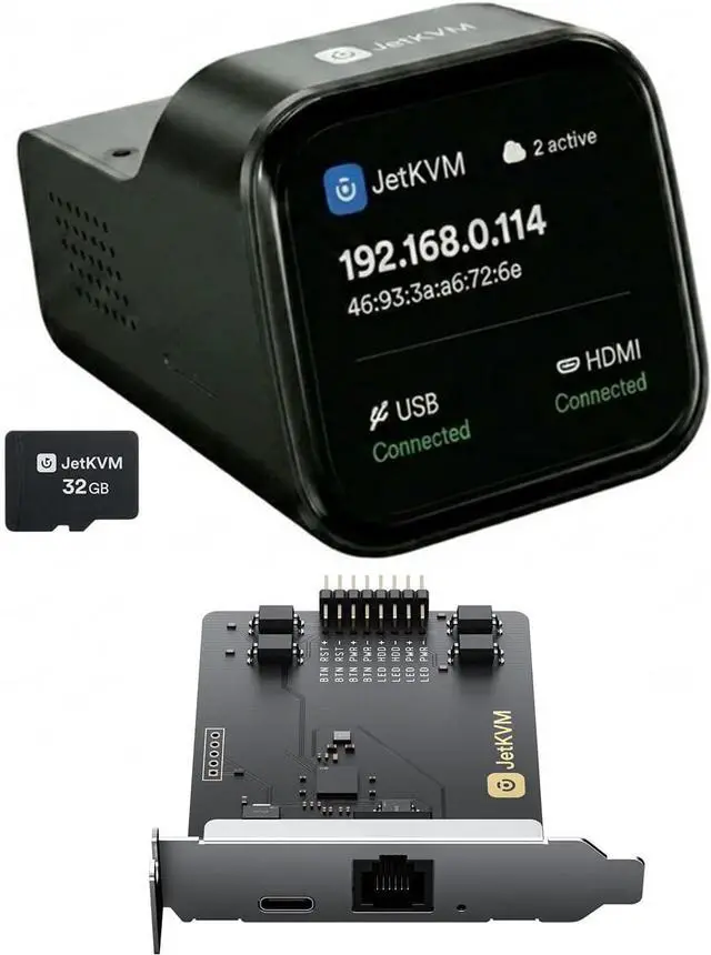 Main image of JetKVM Remote Control Bundle: Over-IP Jet KVM + ATX Power Control Board Full BIOS-Level Access, Power On/Off/Reset, Low-Latency 1080P@60FPS, Open Source, Cloud & Local Access