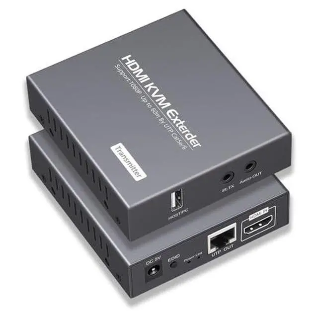 Alt view image 2 of 7 - HDMI KVM Extender Over 1080P 196ft/60m, HDMI KVM USB Extender Over 4K@30Hz 394ft/120m,