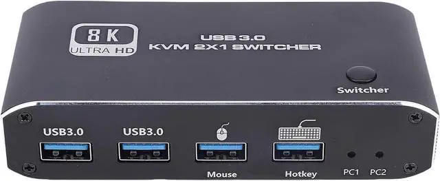 Main image of 8K@60Hz Displayport Kvm Switcher, 1 Monitors 2 Computers USB 3.0 Kvm Switches Display Port for Two Computers Share External Drives for Gaming Office Home