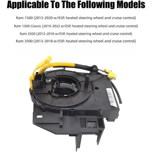 Alt view image 2 of 5 - Spiral Steering Column Cable, Multi-Function Horn Control Wiring Harness Compatible with Ram 1500 2500 3500, OEM Part Number 68528301AA 68110740AA 68459549AA Auto Electrical Replacement Accessory