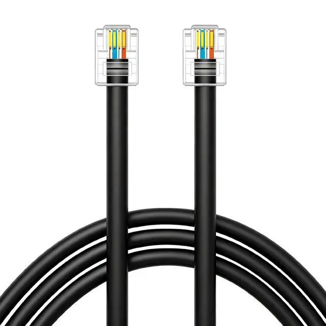 Alt view image 2 of 5 - NECABLES CAT5 RJ11 Data Cable DSL Cable 100ft High-Speed for DSL Modem Twisted Wire UTP RJ11 6P4C Male to Male Black - 100 Feet