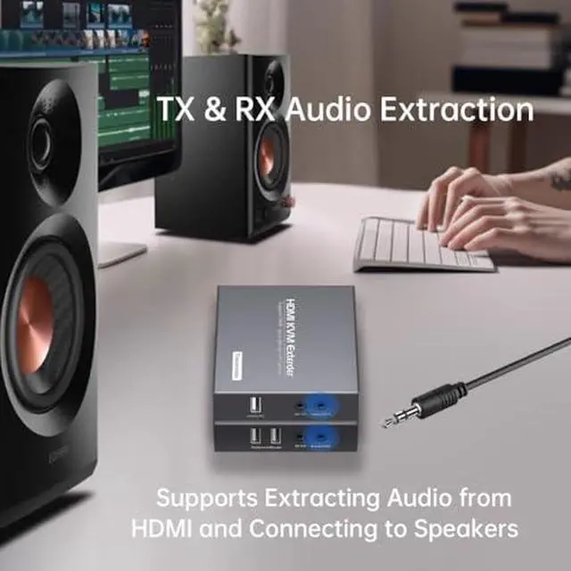 Alt view image 7 of 7 - HDMI KVM Extender Over 1080P 196ft/60m, HDMI KVM USB Extender Over 4K@30Hz 394ft/120m,