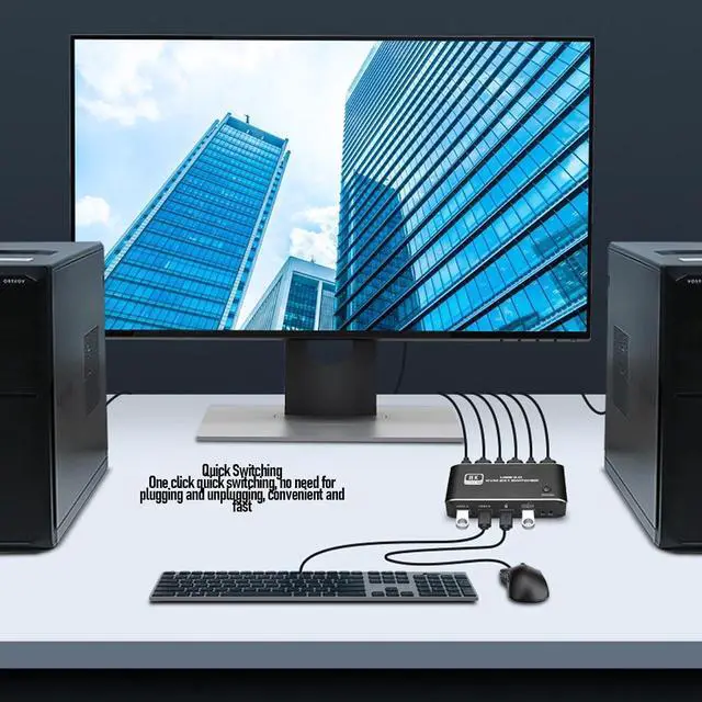 Alt view image 6 of 7 - 8K@60Hz Displayport Kvm Switcher, 1 Monitors 2 Computers USB 3.0 Kvm Switches Display Port for Two Computers Share External Drives for Gaming Office Home