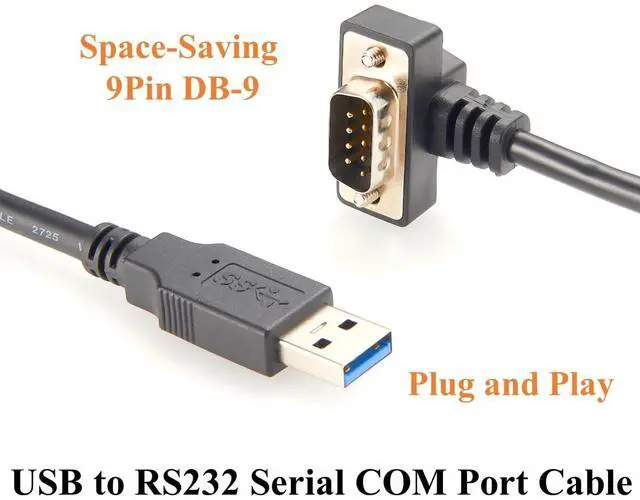 Alt view image 4 of 7 - 90 Degree Low Profile USB 2.0 to DB9 RS232 Serial Converter Cable with FTDI FT232RNL Slim Compact DB9 Male to USB Male COM Port Connector for Windows XP/7/8/10/11/Vista Linux (4Pin Up, 1M/3.28FT)