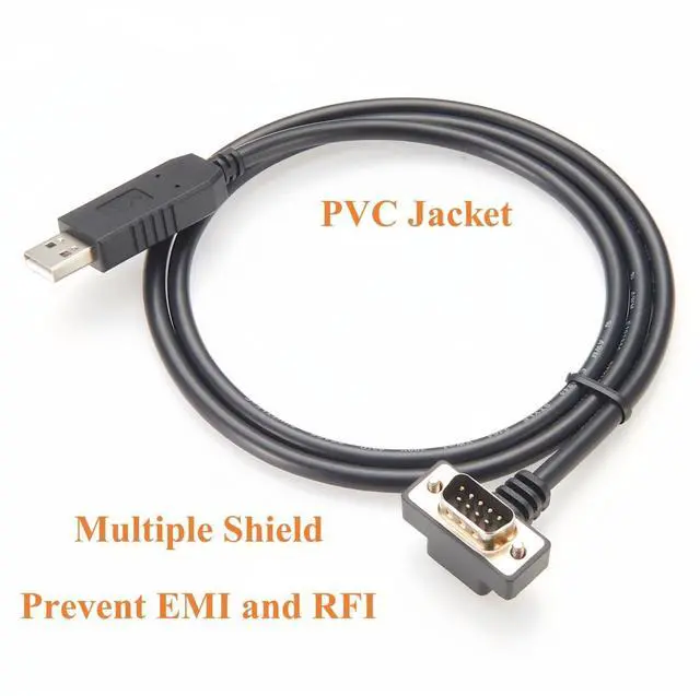 Alt view image 5 of 7 - 90 Degree Low Profile USB 2.0 to DB9 RS232 Serial Converter Cable with FTDI FT232RNL Slim Compact DB9 Male to USB Male COM Port Connector for Windows XP/7/8/10/11/Vista Linux (4Pin Up, 1M/3.28FT)
