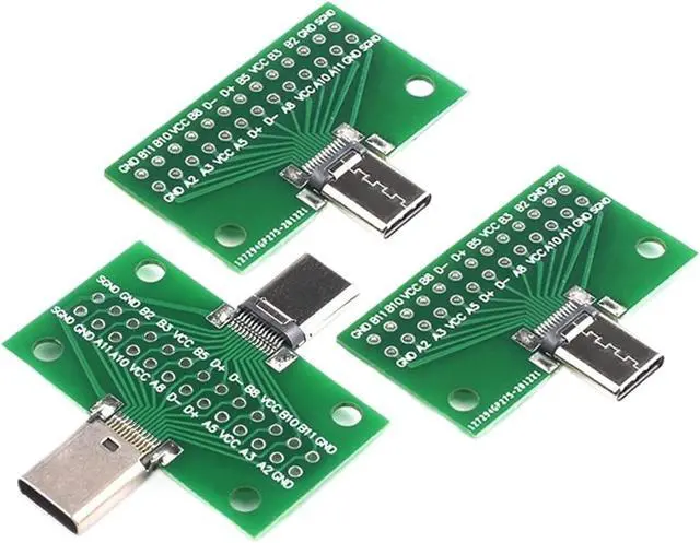 Alt view image 2 of 3 - Male to Female USB 3.1 Test PCB Board Adapter 24P 2.54mm Connector Socket for Data Line Wire Cable Transfer(Male Female,10 Pcs)