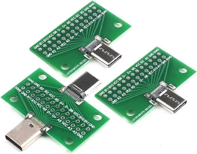Alt view image 3 of 3 - Male to Female USB 3.1 Test PCB Board Adapter 24P 2.54mm Connector Socket for Data Line Wire Cable Transfer(Male Female,10 Pcs)