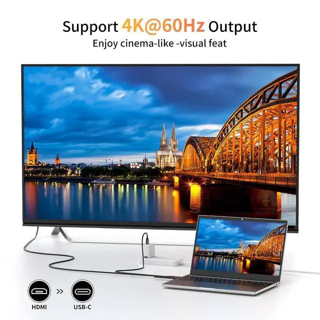 Alt view image 4 of 7 - HDMI to Type-C Cable Black,4K@60Hz, 8.2ft, USB-C Powered, HDMI to USB Type-C, for Xreal Nreal Air, Mobile Monitors, XREAL Beam, Touch Functionality,Switch, Steam Deck,PS5Studio Display