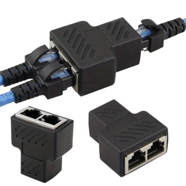 Alt view image 4 of 6 - RJ45 1 to 2 LAN Ethernet Network Cable Female Splitter Adapter Connector Port Coupler Extender