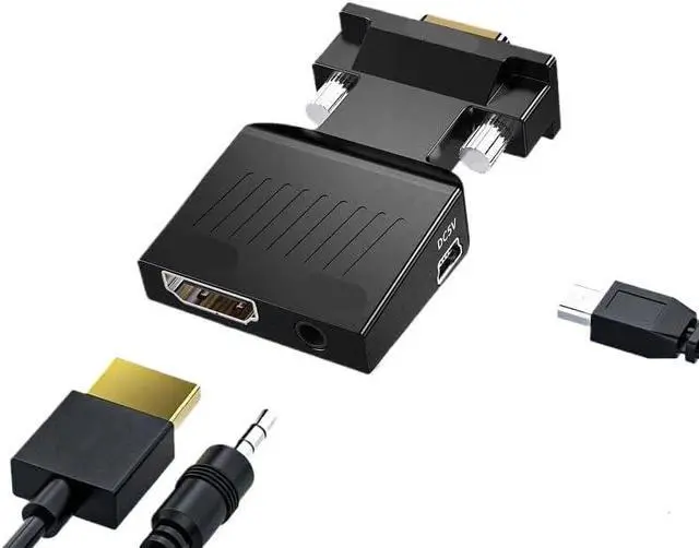 Alt view image 2 of 3 - VGA to HDMI-Compatible Adapter Converter 1080P with 3.5mm Audio Cable