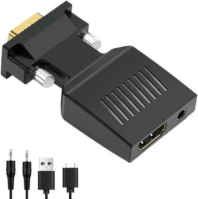 Alt view image 3 of 3 - VGA to HDMI-Compatible Adapter Converter 1080P with 3.5mm Audio Cable
