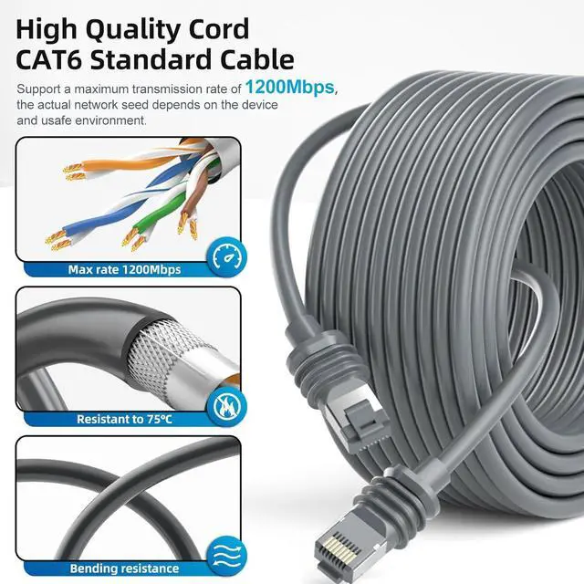 Alt view image 2 of 7 - WEELIAO RJ45 to RJ45 Starlink Cable for Starlink Gen 3/ Mini, Waterproof Ethernet Cable for Satellite Replacement Standard V3 Cable 26AWG CAT6 Standard (46M/150FT)