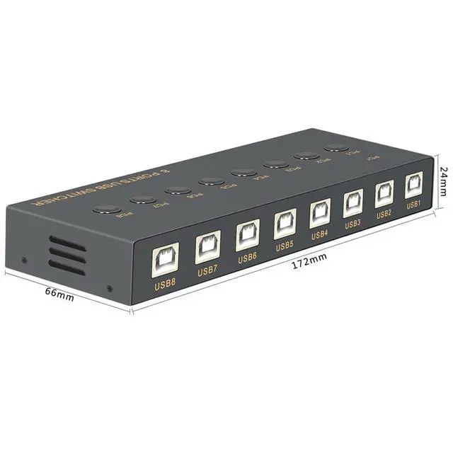 Alt view image 3 of 7 - USB Switch/Distributor - 8/16 Port Synchronous Control, 8/16 in 4 Out Mouse Keyboard Sharing Device Splitter, Plug and Play for Various Operating System(8 Port)