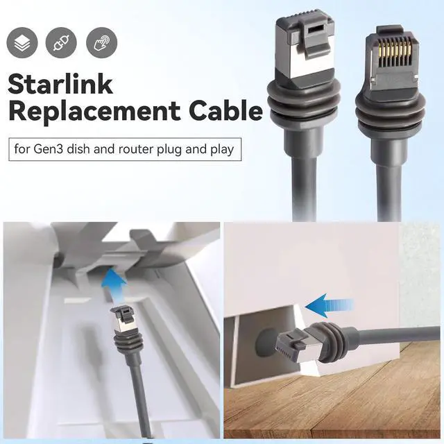 Alt view image 4 of 5 - 100FT Starlink Gen 3 Cable with Spool Organizer, Durable Waterproof Extension Cable for Starlink V3 Rectangular Dish (30.5M)